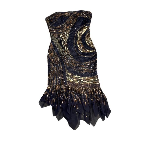 MANDALAY woman’s  gold black amber beaded dress, size 6, Never worn - Picture 10 of 12